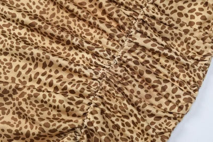 Halter cowl neck print high slit ruched maxi dress-final-sale