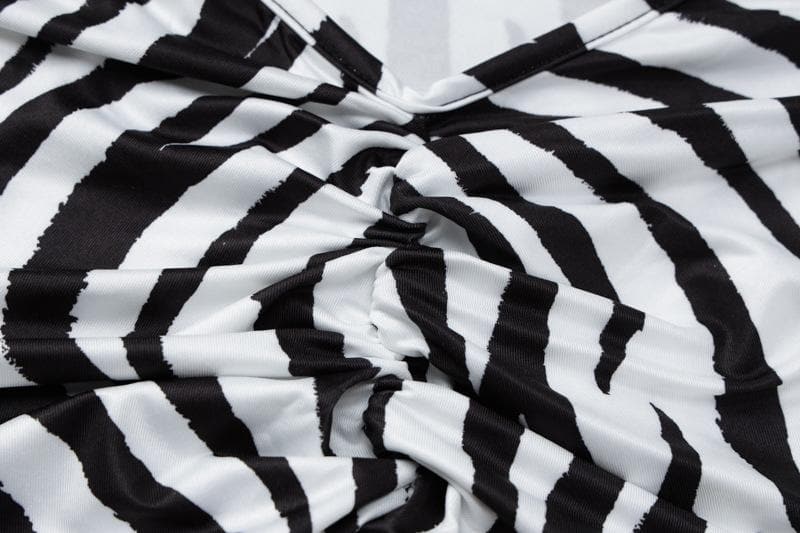 Zebra print off shoulder long sleeve contrast maxi dress