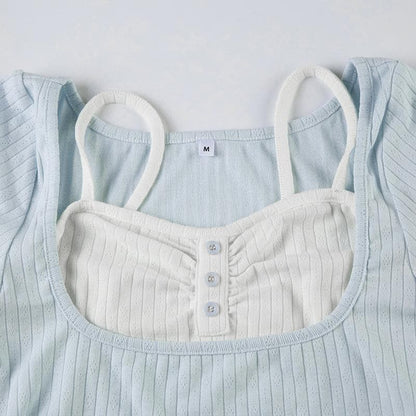 Short sleeve patchwork ruched ruffle top