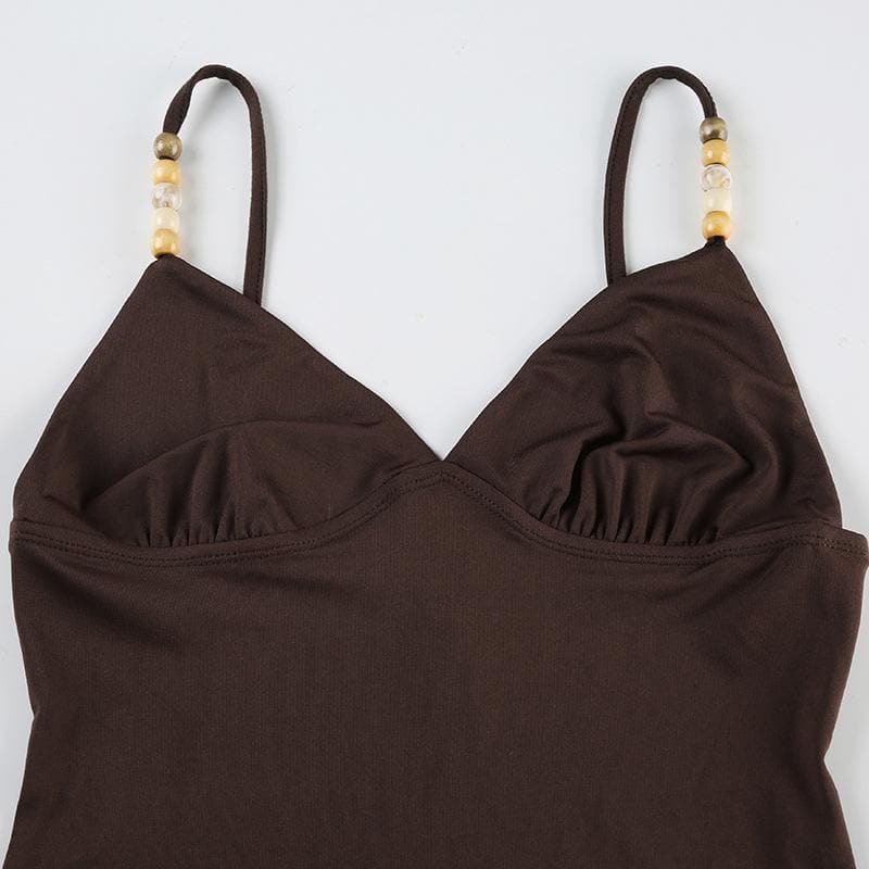 V neck backless beaded cami top