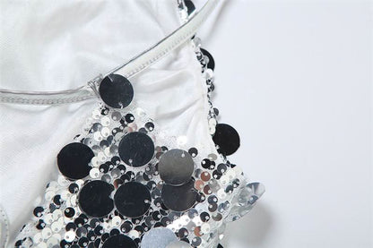 Glitter cross back self tie cami top