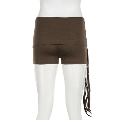 Tassels beaded ruched low rise short pant