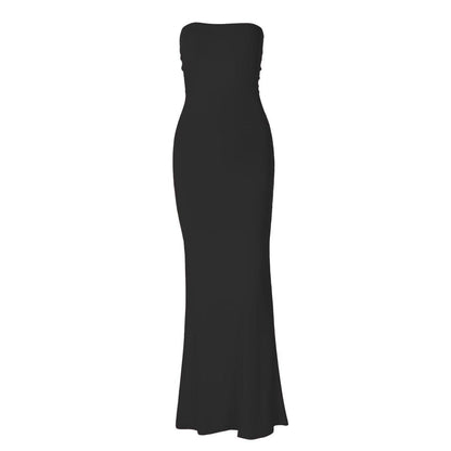 Lace up knotted solid backless tube maxi dress