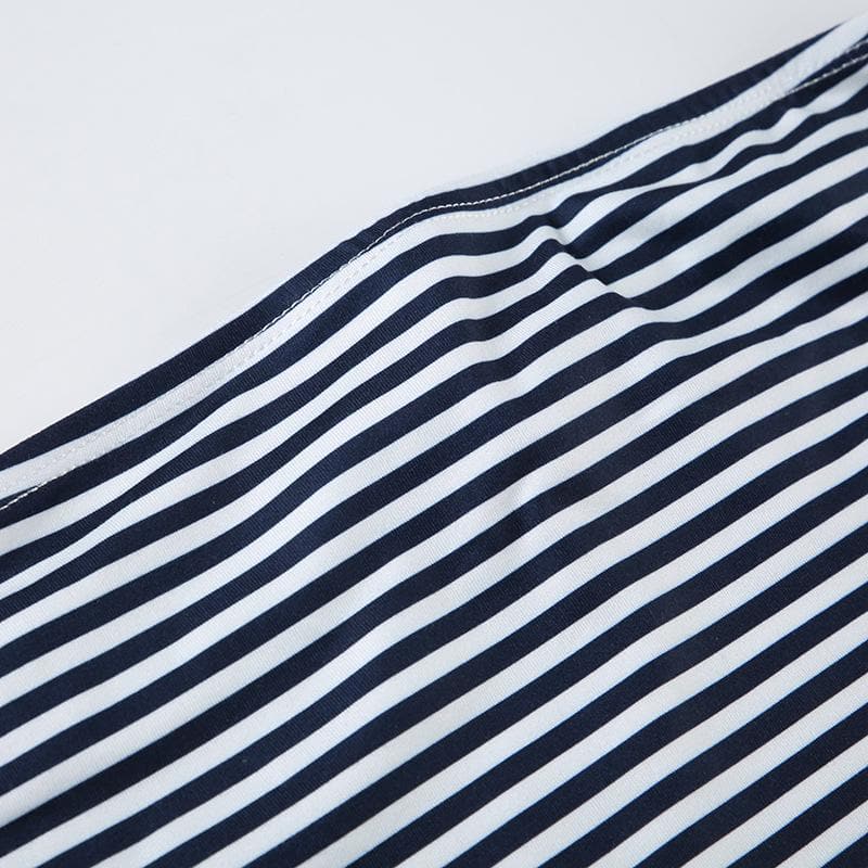 Striped print backless tube top