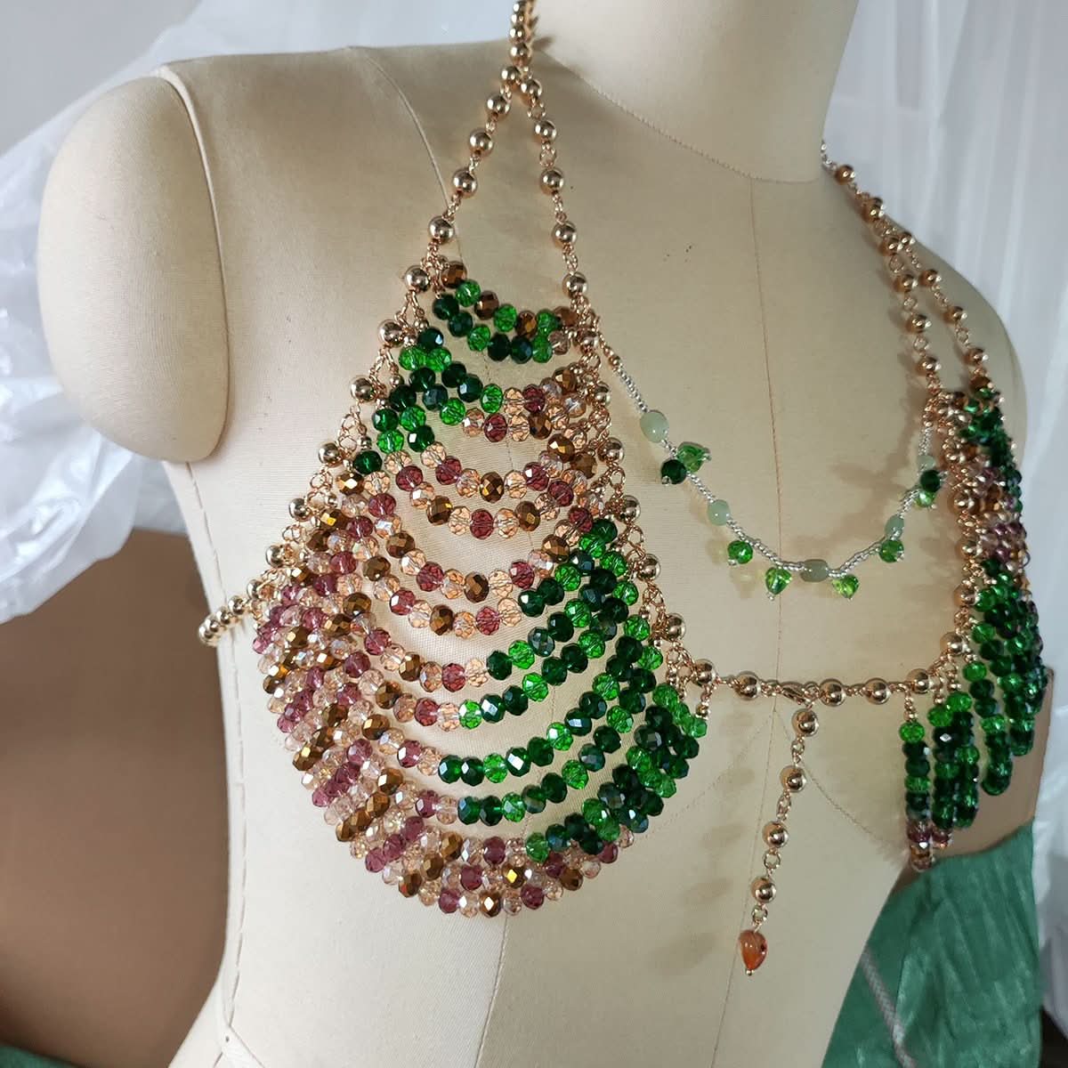 Halter beaded hollow out backless crop cut out top