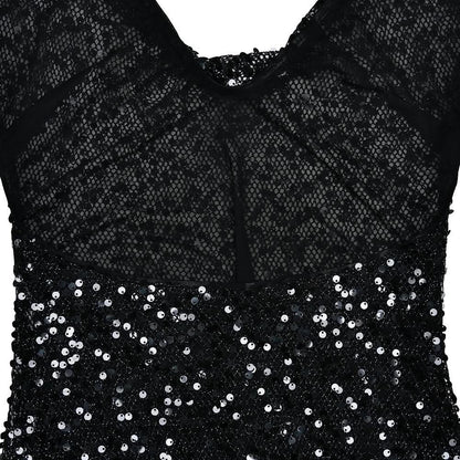 Halter self tie glitter u neck low cut backless maxi dress