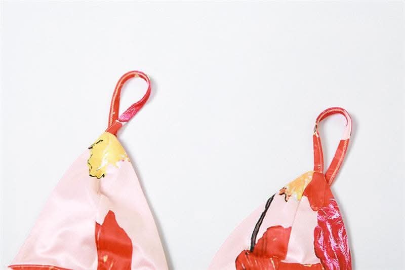 Hollow out v neck backless self tie flower print cut out maxi dress-final-sale