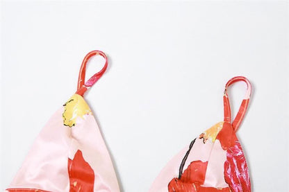 Hollow out v neck backless self tie flower print cut out maxi dress-final-sale