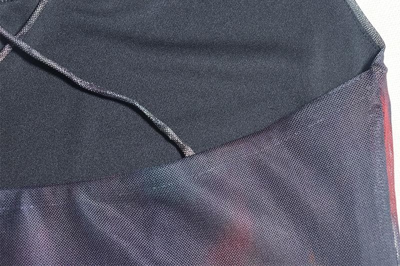 Mesh print u neck cross back cami maxi dress