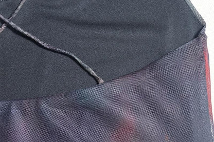 Mesh print u neck cross back cami maxi dress