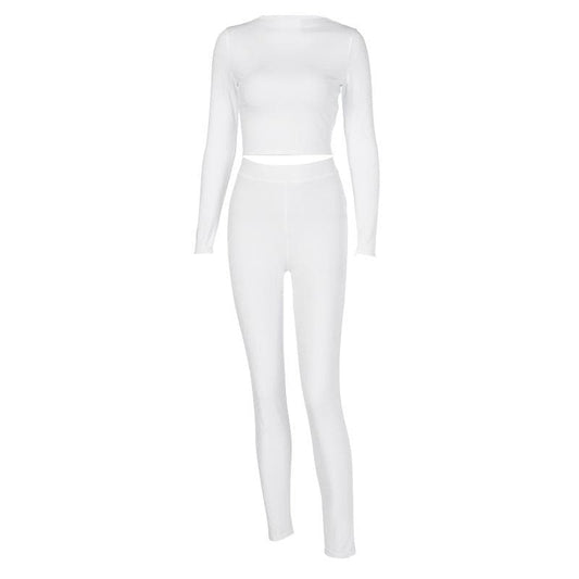 Long sleeve crewneck solid pant set