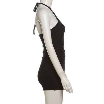 Halter backless textured solid short pant set