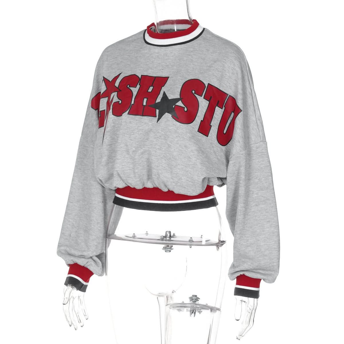 Long sleeve patchwork letter pattern top