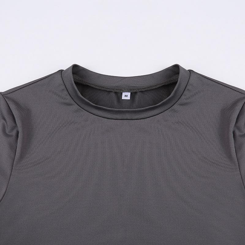 Short sleeve crewneck solid top