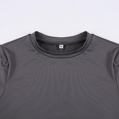 Short sleeve crewneck solid top