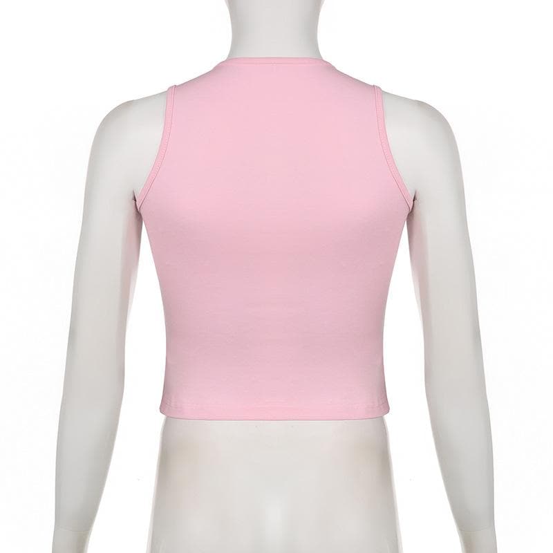 Sleeveless crewneck abstract contrast top