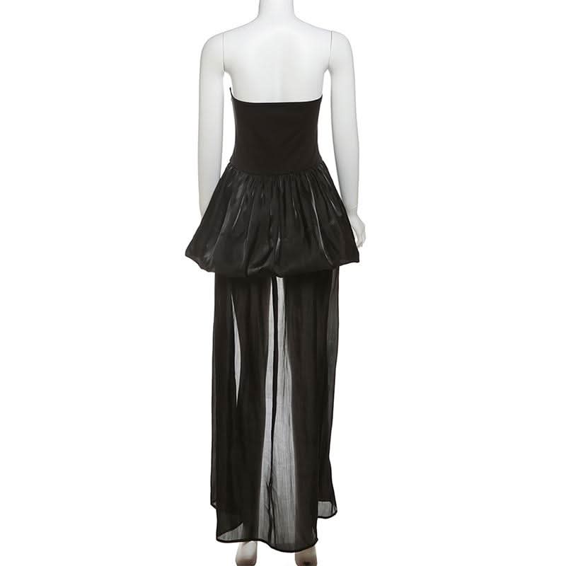 Ruched solid backless tube mini dress