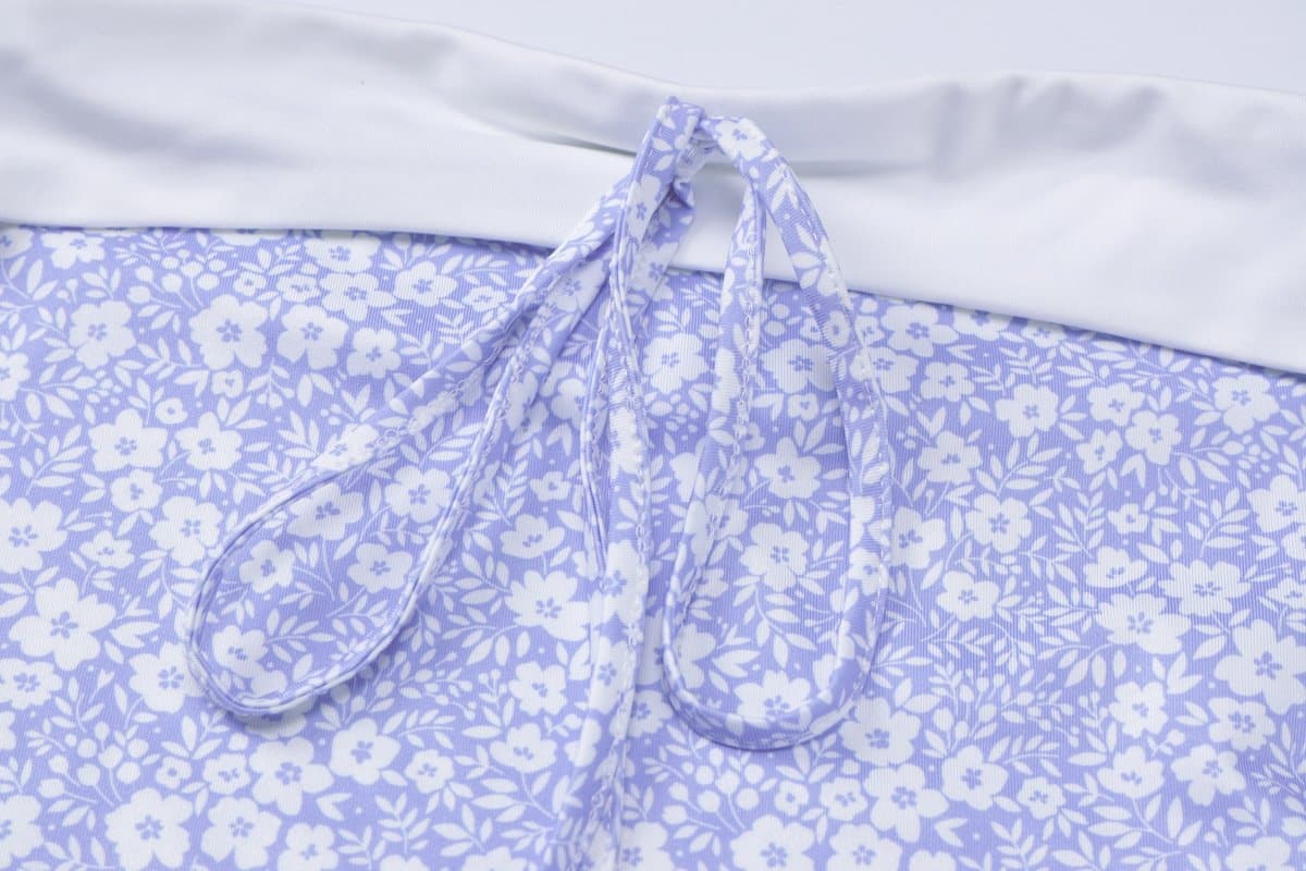 Flower print knotted backless tube mini dress