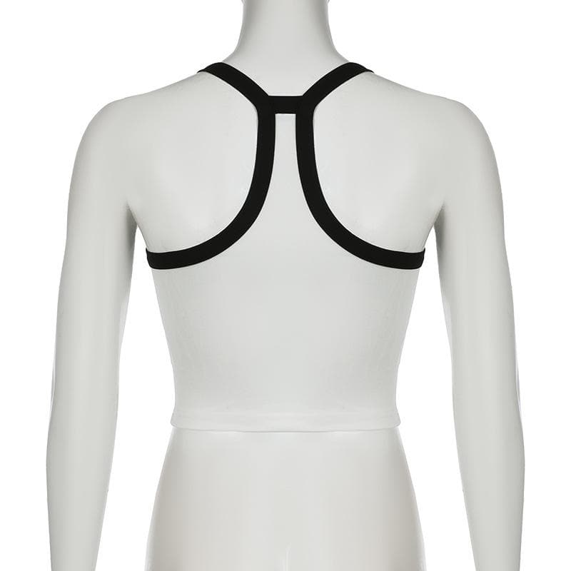 U neck "R" embroidery cami top
