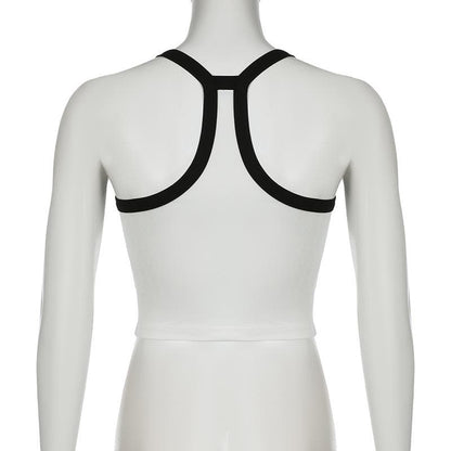 U neck "R" embroidery cami top