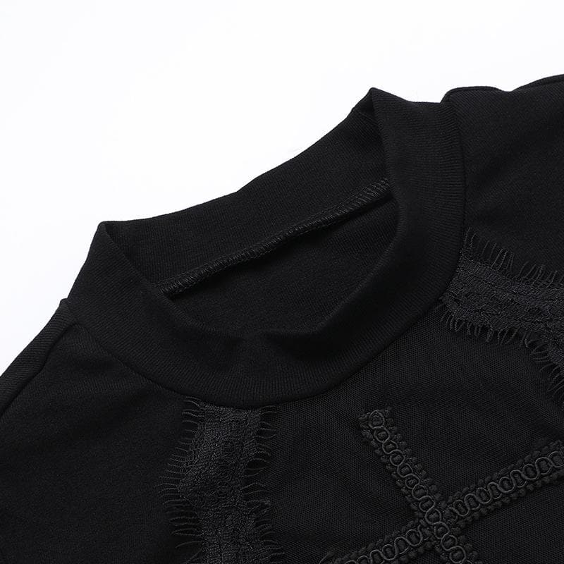 Sleeveless crewneck cross pattern solid top