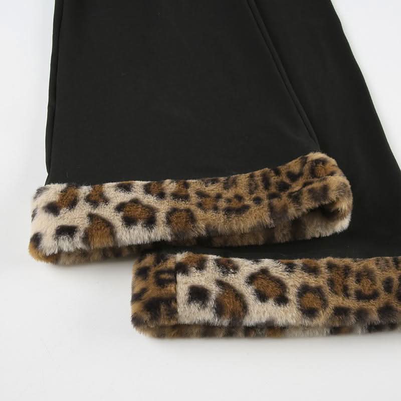 Leopard print fluffy low rise pant