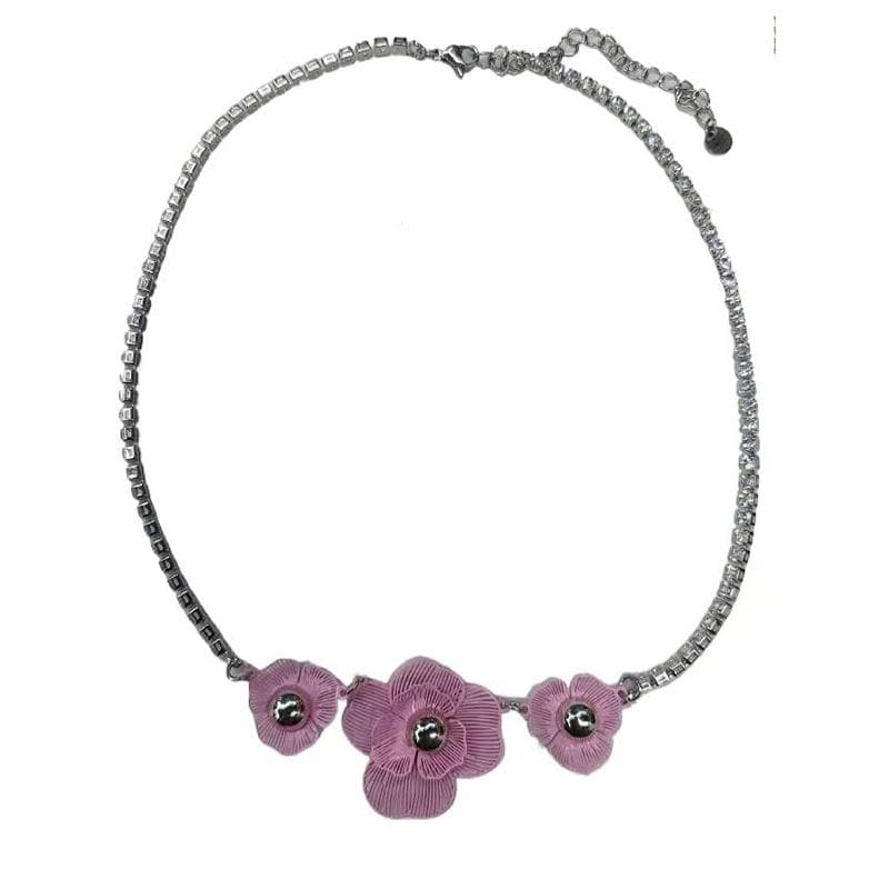 Plum blossom decor rhinestone necklace