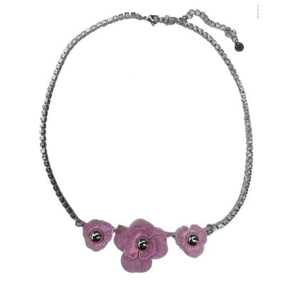 Plum blossom decor rhinestone necklace
