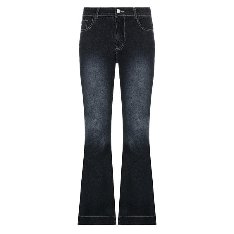 Low rise medium wash pocket button jeans