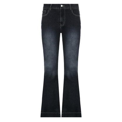 Low rise medium wash pocket button jeans