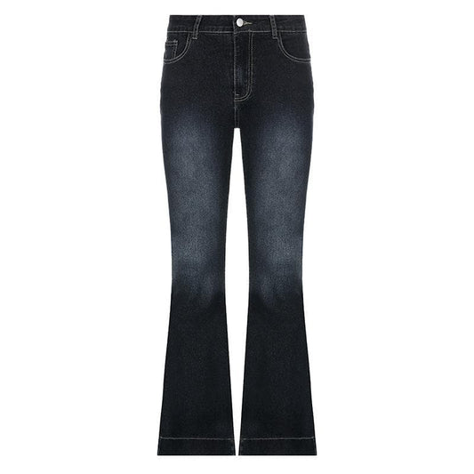 Low rise medium wash pocket button jeans