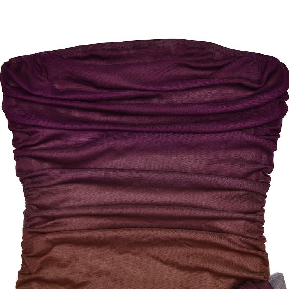 Ruched gradient mesh backless tube mini dress