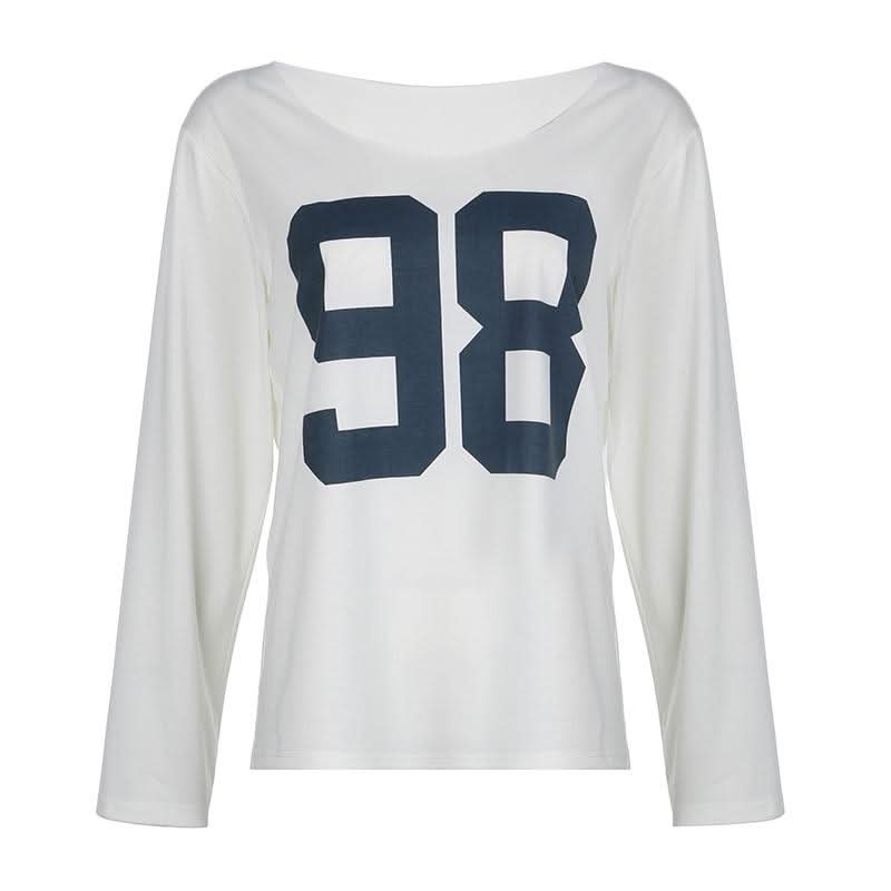 Long sleeve crewneck "98" print top