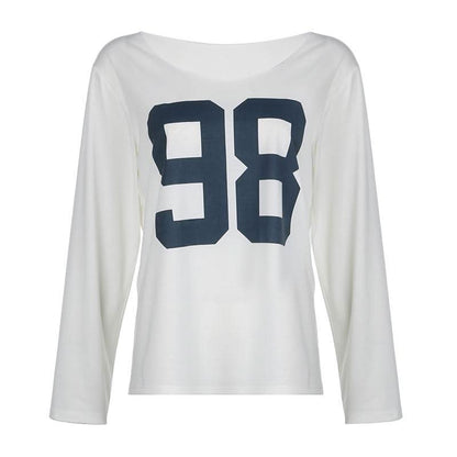 Long sleeve crewneck "98" print top