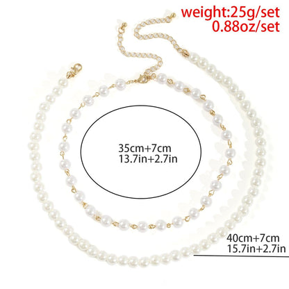 Choker necklace faux pearl 2 pcs