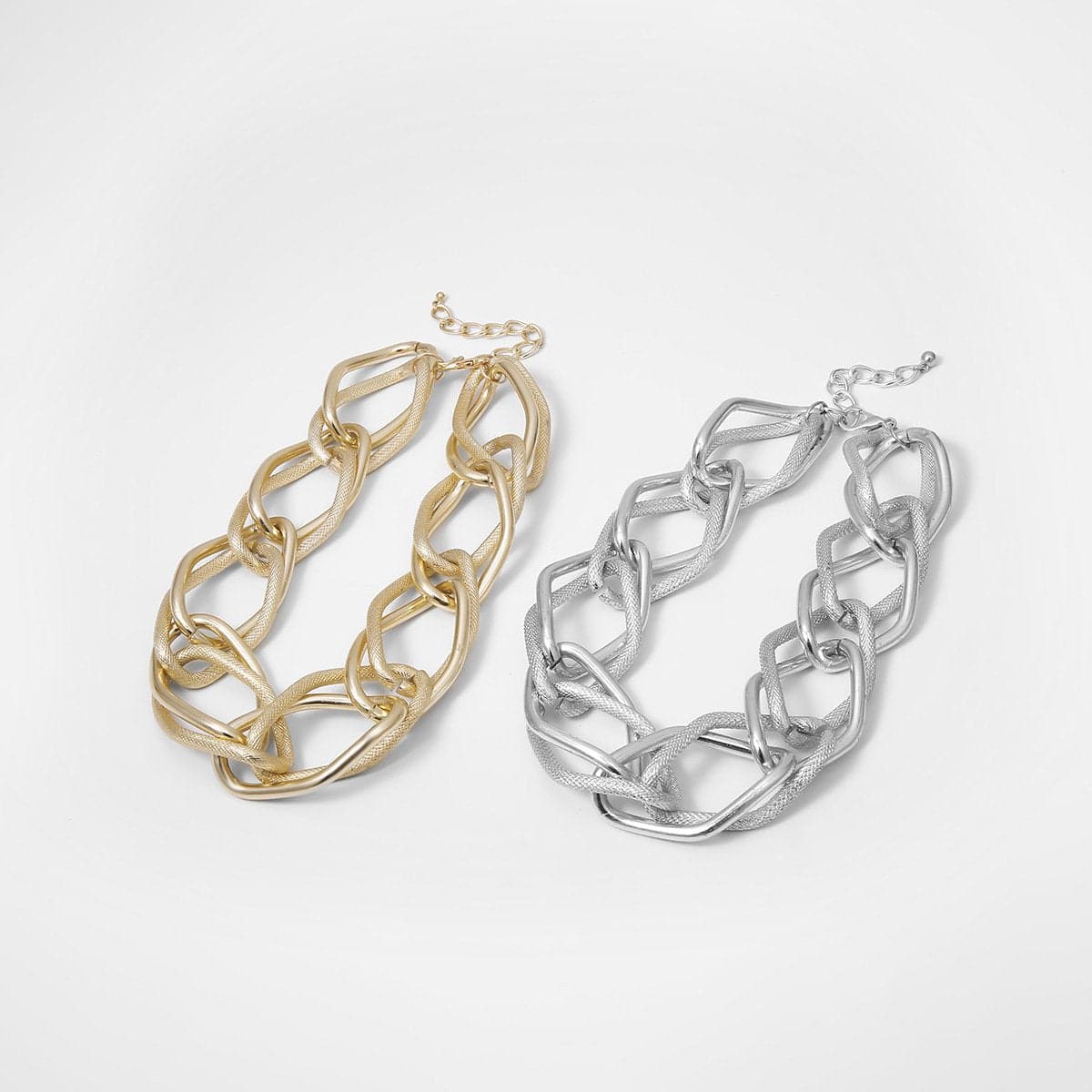 Layered metal chain choker necklace