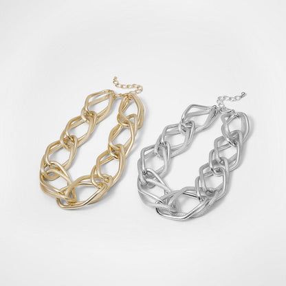 Layered metal chain choker necklace