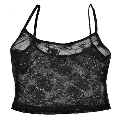 U neck lace solid see through bowknot cami mini skirt set
