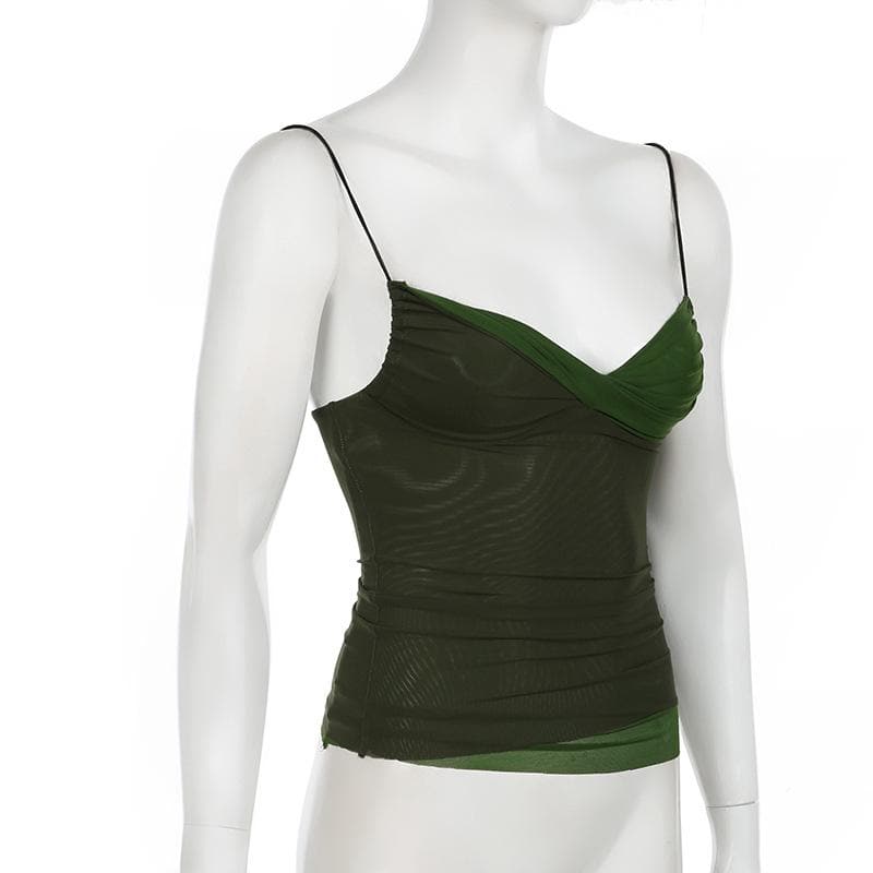 Contrast ruched backless cami top
