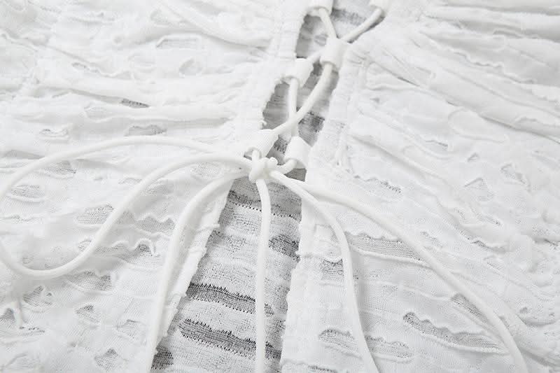 Long sleeve cross front textured top