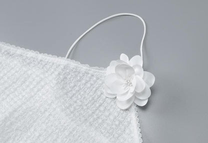 Flower applique one shoulder textured slit cami maxi dress