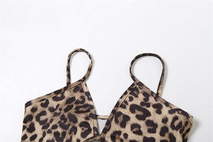 Leopard print mesh 2 piece top