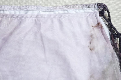 Long sleeve one shoulder lace up print ruched midi skirt set