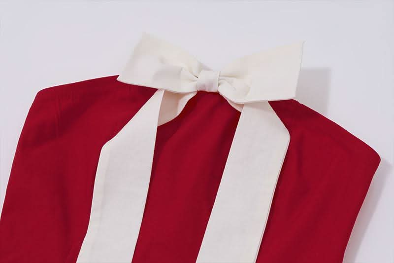 Bowknot applique ruched ruffle lace up tube mini skirt set