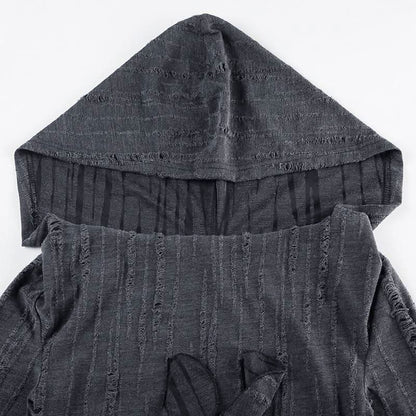 Hoodie long sleeve ruffle top