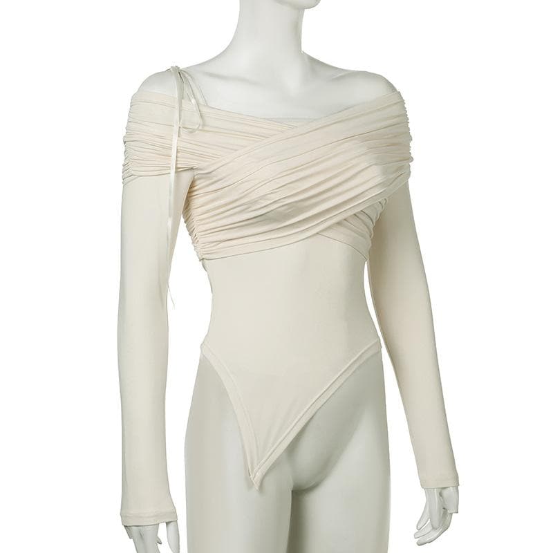 Off shoulder long sleeve ruched backless top