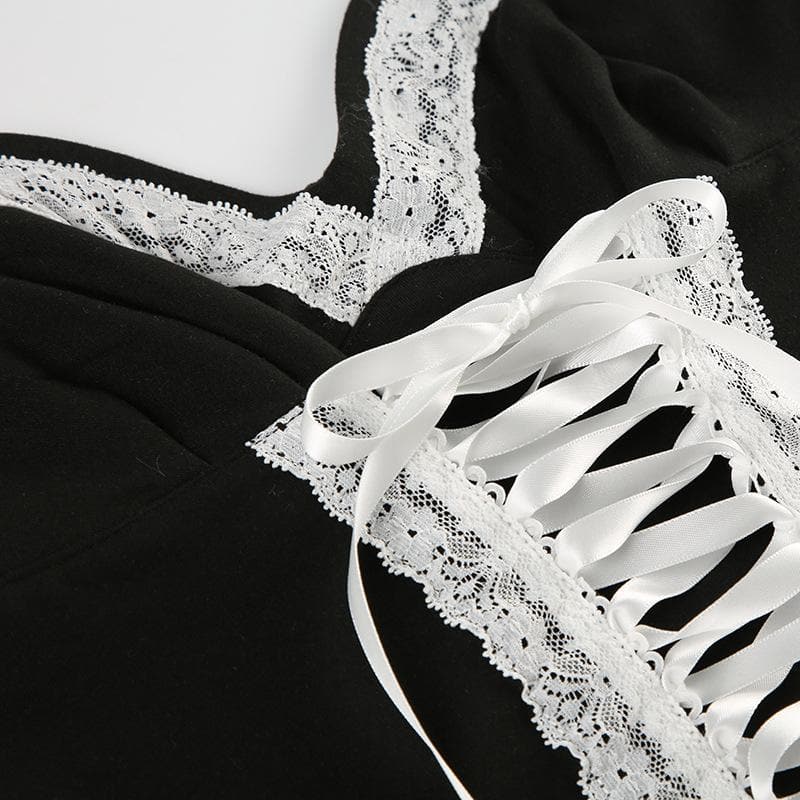 Lace up sweetheart neck cami top