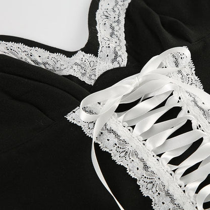 Lace up sweetheart neck cami top