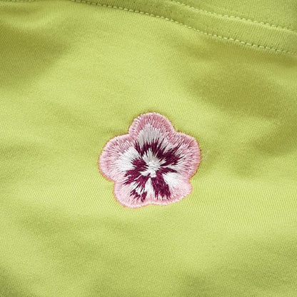 Flower embroidery drawstring ruched tube pant set