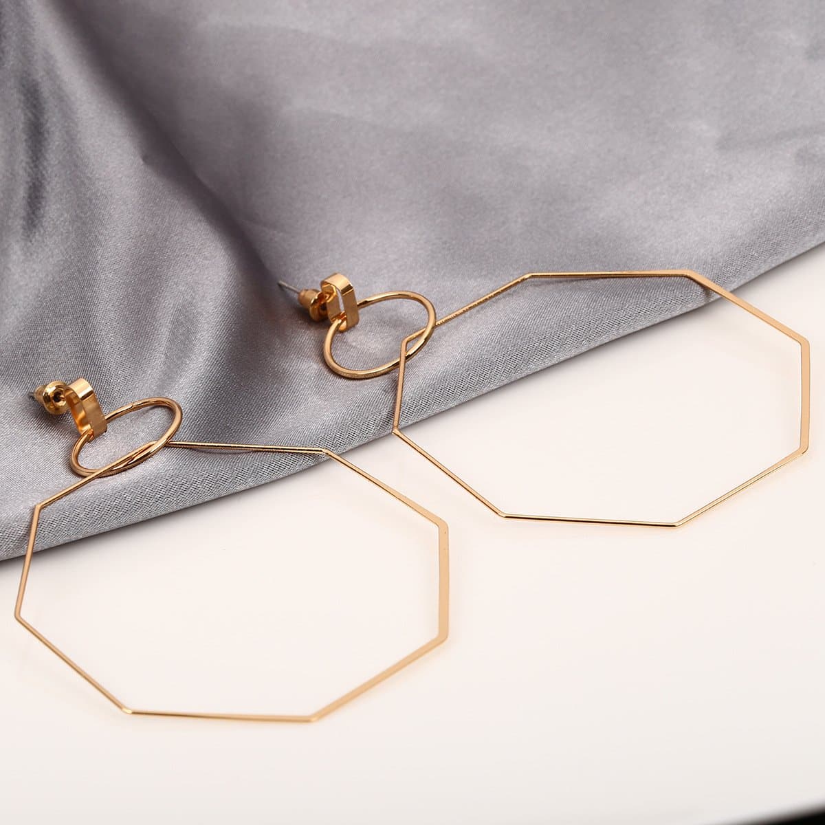Octagon layered solid stud earrings